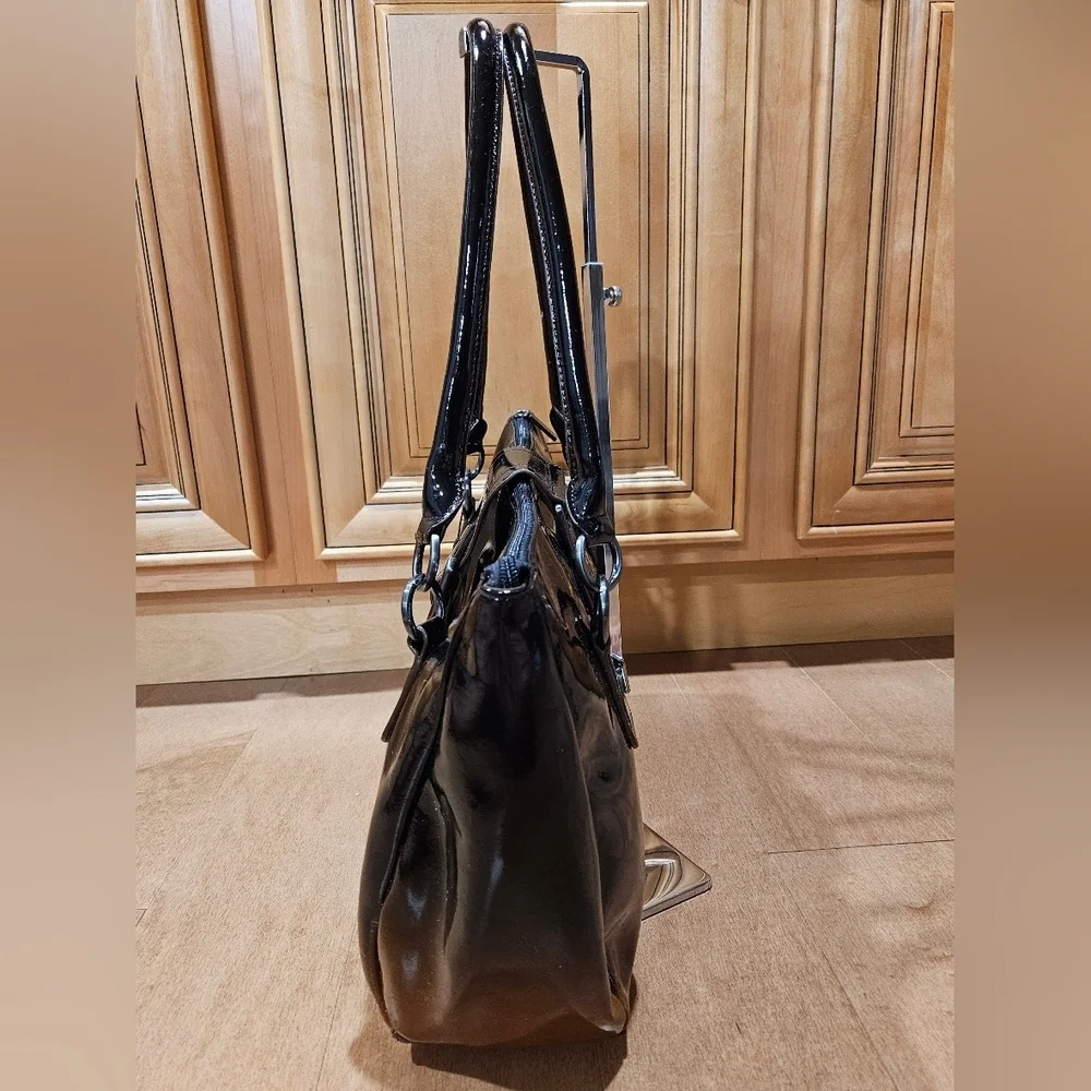 HOBO Int'l Clutch Satchel Purse Bag OMBRE Chocolate Brown Patent Leather NWT
